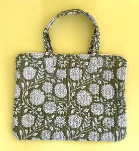 15"-16" <b>Laptop</b> Protector Bag in Red Creamy White Floral Print 100% Cotton Quilted <b>Laptop</b> Case Fit for <b>Laptop</b> Macbook Handmade - Product Image 5