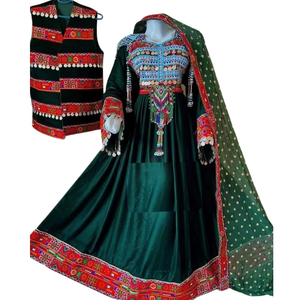 Handmade Breathable Afghan Kuchi Silk Embroidered Balochi Tribal Women <b>Dress</b> with Tassels Banjara Frock & Waistcoat OEM Service - Product Image 1
