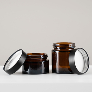 Rỗng mờ hổ phách cao cấp 50g Thiết kế bao bì thủy tinh lọ Kem Mỹ phẩm với nắp nhôm hai lớp - Product Image 2