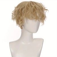 Perruques synthétiques courtes bouclées pour hommes garçon Costume Cosplay fête cheveux résistants à la chaleur noirs naturels