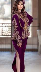 2025 @ Nueva chaqueta-Karakou de color púrpura oscuro para mujer argelina tradicional con cuentas de cristal adornadas, piedra, perlas, trabajo Dabka - Product Image 2