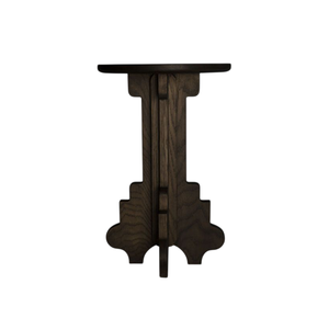 Mesa Auxiliar de Madera Maciza Ecológica con Base de Balaustre Tallado, Mesa Redonda para Sala de Estar o Dormitorio, Buen Precio - Product Image 2