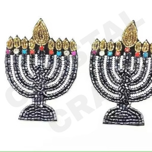 Menorah Parties Spécial Mode Dangle Boucles D'oreilles Nouvelle Arrivée Cross-Border À La Main Perles Doux Paillettes À La Mode Creative - Product Image 1