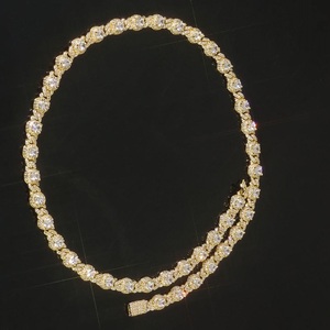 Iced Out Hip Hop Moissanite Diamond Tennis <b>Chain</b> <b>Necklace</b> <b>Gold</b> Plated Bling Jewelry for Men Women for Wedding Anniversary Gift - Product Image 5