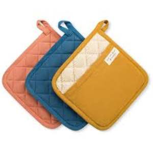 ชุดที่รองหม้อทำจากผ้าลินิน 100% เป็นมิตรกับสิ่งแวดล้อม ดีไซน์คลาสสิกทรงสี่เหลี่ยม พร้อมถุงมือกันความร้อนแบบมีกระเป๋า ไม่ลื่น ทนความร้อน - Product Image 1