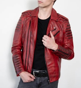 Diseño adecuado de fábrica Chaqueta de cuero de motorista para hombre de estilo más nuevo Aspecto clásico Gran personalidad Chaqueta de cuero para hombre - Product Image 5