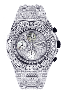 นาฬิกาฮิปฮอปน้ำแข็งพิมพ์ลายม้าลายเพชรสองสีสำหรับผู้ชายรุ่นจำนวนจำกัด - Product Image 3