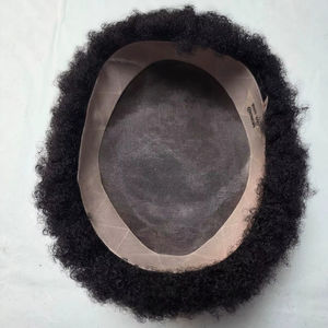 Toupet de cheveux afro Taz, base mono, perruque prothèse pour hommes - Noir africain bangladais - Product Image 1