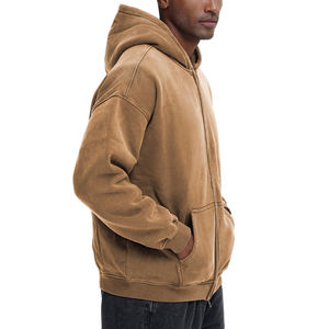 Full Customized Heavy Weight Fleece Zipper Acid Wash <b>Hoodie</b> 100% Cotton Material Streetwear <b>Zip</b> Up Washed Hoodies For <b>Men</b> - Product Image 6
