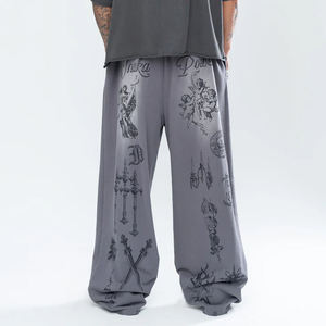 Pantalon de survêtement baggy surdimensionné unisexe avec taille élastique et cordon de serrage 2025 Pantalon de survêtement baggy tendance - Product Image 2