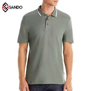 เสื้อโปโลแขนสั้นสำหรับผู้ชายเสื้อโปโลผ้าคอตตอน100% ตามสั่งไม่เป็นรอยยับพิมพ์ลายโดยตรงสำหรับใส่ตีกอล์ฟฤดูร้อน - Product Image 5