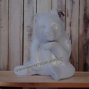 <b>White</b> Bear Sitting Figurine Statue Metal Aluminium Bear Sculpture for Living Room <b>Book</b> <b>Shelves</b> TV Bar Cabinets Desk Decor - Product Image 3