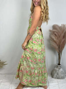 Sexy sans manches col en V profond dos nu femmes été Floral Maxi robe taille naturelle lavable 2025 nouveauté - Product Image 4