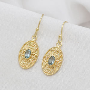 Vente chaude Plaqué Or Topaze Bleue Boucles D'oreilles Mignon Style Bijoux De Pierres Précieuses pour La Fête Porter et Cadeau Donner - Product Image 2