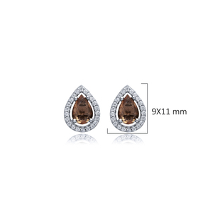 Turkish <b>Handmade</b> Gold Plated 925 Sterling Silver Jewelry Sultanite Stone Pear Shape CZ Design Stud <b>Earrings</b> for Party & Gift - Product Image 2