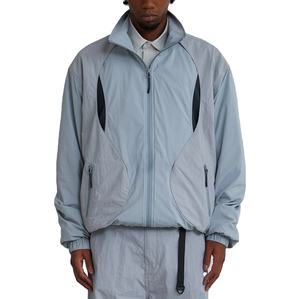 Ensemble de survêtement coupe-vent sur mesure pour hommes, taille plus, motif uni, polyester, nylon, fermeture éclair, coupe-vent - Product Image 1