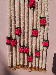 Mogra peonía flor guirnalda jazmín tradicional boda Mehndi Nikah Seemantham medio Saree cuna ceremonia inauguración de la casa Decoración - Product Image 2