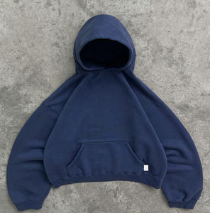 Sudadera con capucha de moda para hombre de gran tamaño personalizada Boxy Fit Drop Shoulder Baggy Streetwear Sudadera con capucha de peso pesado sin cuerda - Product Image 1