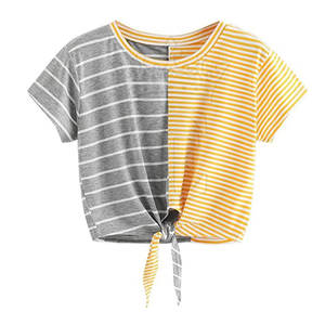 Haut court en coton et polyester pour femme à séchage rapide et respirant manches courtes couleur unie écologique pour l'été - Product Image 1