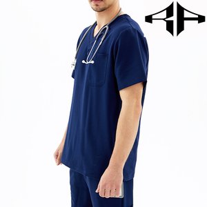 Ensembles de gommages d'allaitement tissés de haute qualité uniformes doux pour l'hôpital d'été pour hommes utilisent des costumes de travail de clinique dentaire élégants - Product Image 5
