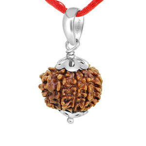 Pendentif Rudraksha 10 Mukhi népalais en argent 925, original et certifié, Rudraksha à dix faces, motif or rose, pendentif porte-bonheur - Product Image 1