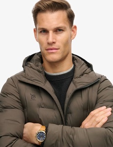 Chaqueta de Invierno para Hombre, Chaqueta Acolchada Ultraligera de Alta Demanda con Capucha Marrón y Decoración de Piel, Cortavientos Esencial del Fabricante - Product Image 4
