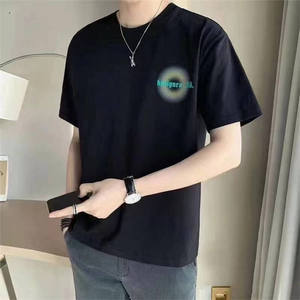 Vêtements en gros Stock d'été 100% coton tricoté T-shirts à manches courtes pour hommes imprimés unis 180g Respirant Écologique - Product Image 5