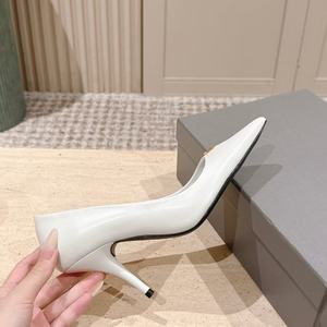 Zapatos de Tacón Alto de Seda para Mujer, 8 cm, Punta Puntiaguda, de Charol, con Forro de Piel de Oveja, Suela de Goma, Talla Blanca - Product Image 3