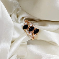 Vente flash - Bague traditionnelle indienne pakistanaise rétro en laiton punk à trois pierres, plaquée or 18 carats, bijoux de mode pour femmes
