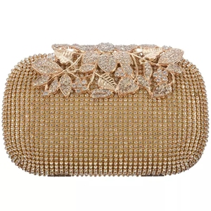 Sac à main de mariage pour femme, en cristal, avec pierres dorées et argentées, en gros - Product Image 4
