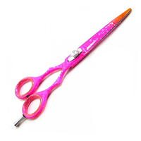 Ciseaux de barbier professionnels MEDSPO pour gauchers, à bord dentelé, qualité industrielle, 6,5 pouces, en acier inoxydable, pour la coupe de cheveux, garantie 3 ans, rose