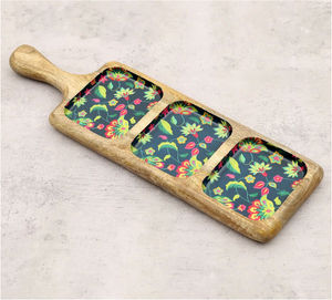 Plateau de service imprimé en bois aspect brillant pour hôtels et restaurants - Product Image 1