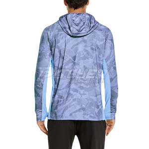 เสื้อตกปลามีฮู้ด100% โพลีเอสเตอร์ UPF 50ระบายอากาศน้ำหนักเบาเหมาะสำหรับการเดินทางกีฬาและสวมใส่กลางแจ้ง - Product Image 4