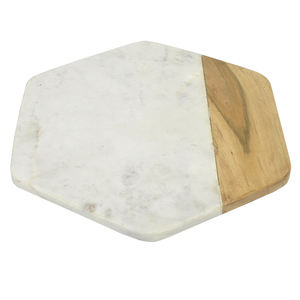 Nouvelle planche à découper en marbre hexagone avec accent en bois pour la maison et les hôtels coupant les fabricants de planches plates en Inde - Product Image 1