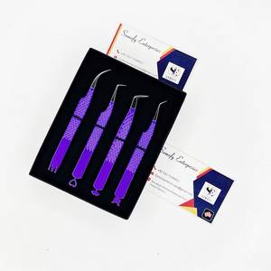 Pinzas Profesionales Personalizadas de Acero Inoxidable de 90 Grados, Color Morado, Punta Lisa Antiestática de 10 mm, Agarre de Diamante para Volumen de Pestañas - Product Image 6