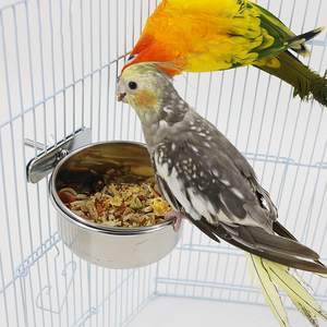 Portable Stainless Steel <b>Bird</b> Coop Cage Hanging Bowl <b>Stand</b> Clamp Rust-<b>Free</b> Seed Water Food Dish <b>Feeder</b> Cups - Product Image 6