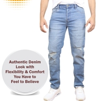 Erkek Modern Kesim Yırtık Koyu Renk Kot Düz Rahat Esnek Dokuma Düz Paça Kot Pantolon Her Mevsim