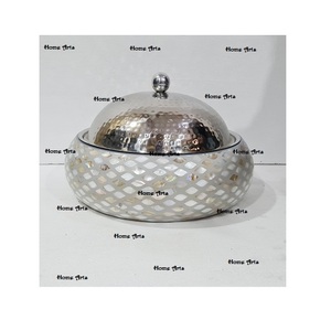 Marmite ronde en nacre de qualité supérieure avec couvercle en acier Design minimaliste fantaisie Réchauffeur d'aliments Plat à casseroles - Product Image 6