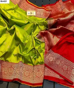 Parti dokuma iş sınır ile ipek Saree giymek ve kadınlar için ağır Butti desen bluz adet düğün kıyafeti fantezi desen Saree