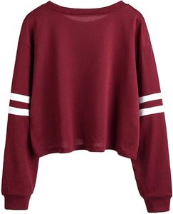 Women's Casual Lace up Long <b>Sleeve</b> Pullover <b>Crop</b> <b>Top</b> Solid Sweatshirt High Quality Fleece Women Crewneck Sweatshirts - Product Image 3