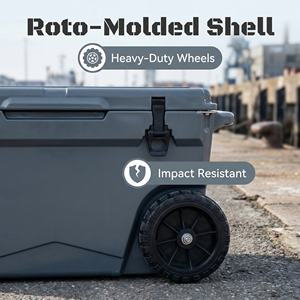 Frigo Portatile Rotomoldato Rinforzato con Ruote 60QT, Borsa Termica Isolante per <span class=keywords><strong>Campeggio</strong></span>, Pesca e Conservazione Bevande Fredde - Product Image 4