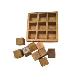 Juego de mesa Tic Tac Toe con incrustaciones de madera y latón de estilo antiguo, entretenimiento familiar con piezas de backgammon, superventas - Product Image 2
