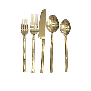 Xuất khẩu của chất lượng tốt SS304 lớp dao muỗng và Ngã Ba thép không gỉ tre xử lý Bộ đồ ăn/<span class=keywords><strong>Flatware</strong></span> thiết lập dao kéo - Product Image 1