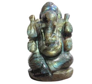 Estatua tallada a mano de Ganesha labradorita para decoración del hogar, piedra curativa de cristal de grado superior - Product Image 3