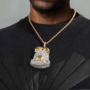 Fabuloso colgante de Hip Hop completamente helado personalizado 10 CTW brillante moissanita rodio plateado oro blanco 925 plata esterlina - Product Image 3
