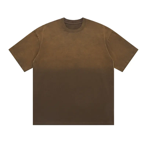 Top Quality Plain Boxy Fit Blank Gradient Oversized Cotton <b>Drop</b> Shoulder Vintage <b>Acid</b> Washed T Shirt for Men - Product Image 5