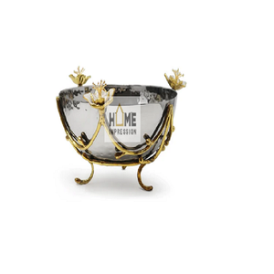 Cuencos para servir flores doradas de acero inoxidable Cuencos de nuevo diseño hechos a mano Cuencos de metal elegantes - Product Image 1
