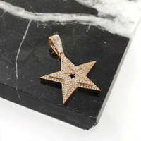 Pendentif et breloque étoile en moissanite 0,5 carat taille brillant rond avec micro-incrustation en argent 925, style hip-hop, pour usage quotidien
