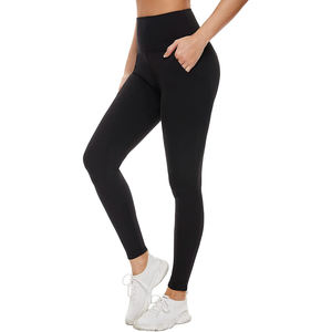 Women's High-Waisted Tummy Control Yoga <b>Leggings</b> Winter <b>Workout</b> Polyester Pants <b>Pockets</b> Casual Solid Seamed Techniques-Wholesale - Product Image 5