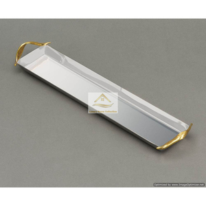 Bandeja y tazón de metal con textura de borde pulido brillante de aluminio Calidad de lujo Diseñador clásico simple para servir frutas y postres - Product Image 6
